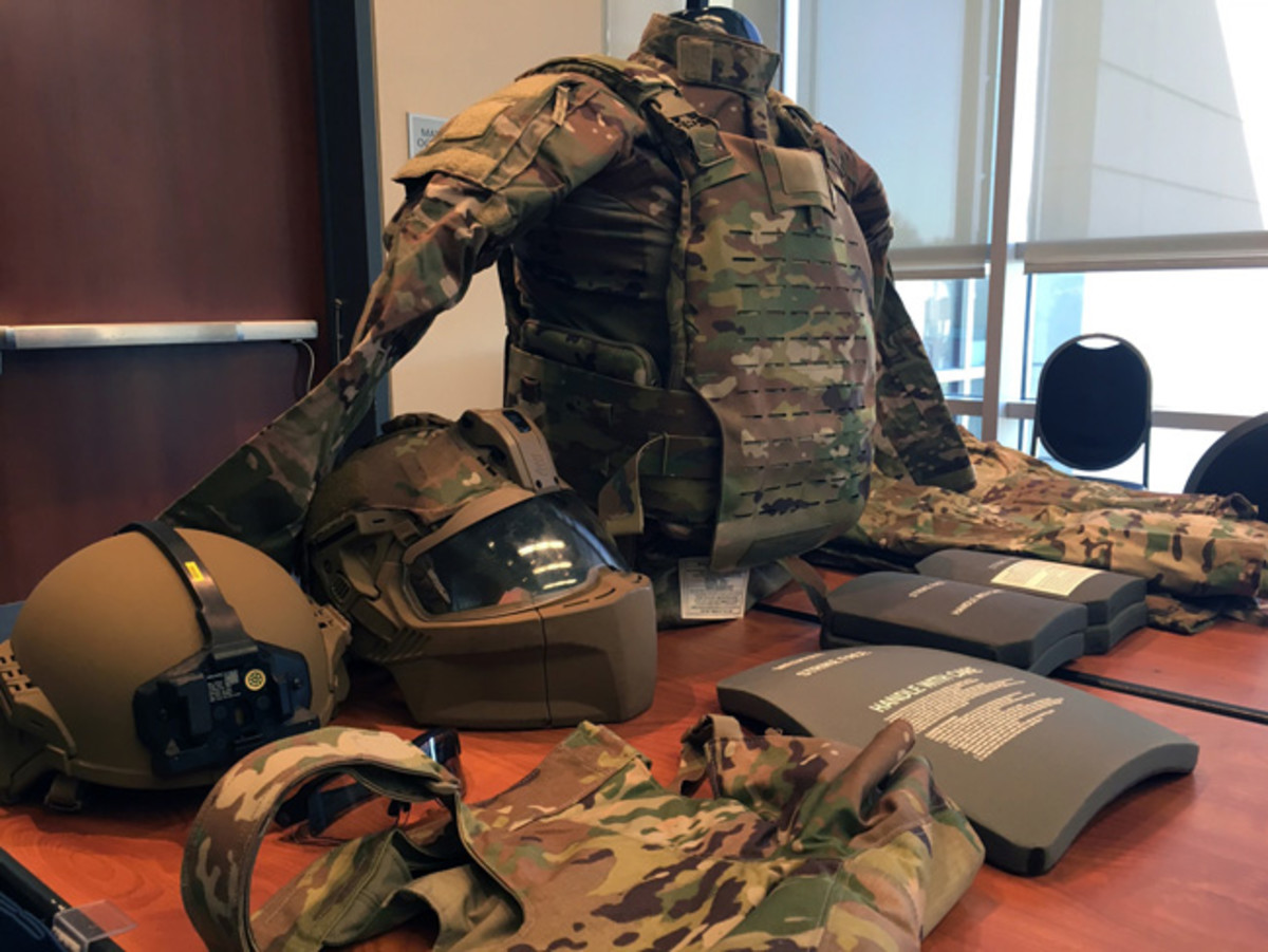  A new generation of Soldier Protection System equipment is displayed during a media roundtable by Program Executive Office Soldier during the U.S. Army Annual Meeting and Exposition in Washington, D.C., Oct. 15, 2019. (Photo Credit: Gary Sheftick)