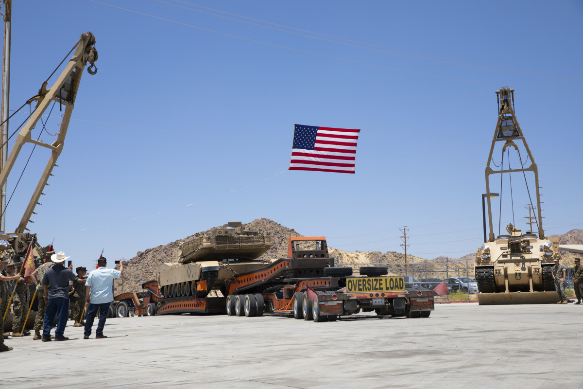 The last tank assigned to 1st Tank Battalion departs Marine Corps Air Ground Combat Center Twentynine Palms, California, July 6, 2020.