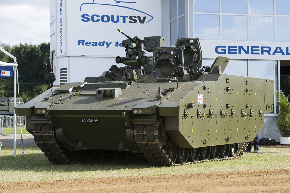 The first pre-production prototype of the Scout Specialist Vehicle (SV) at the UK’s biggest military vehicle demonstration, Defence Vehicle Dynamics (DVD). The vehicle is part of the Future Rap[id Effect System (FRES).