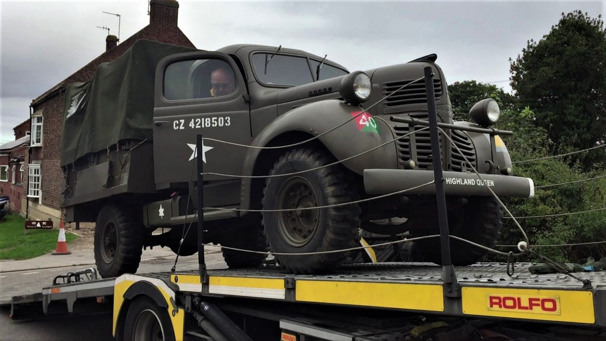 The D15 about to set foot on UK soil for the first time since the war. The right-hand-drive, Canadian-manufactured trucks were built for and supplied to British Commonwealth forces