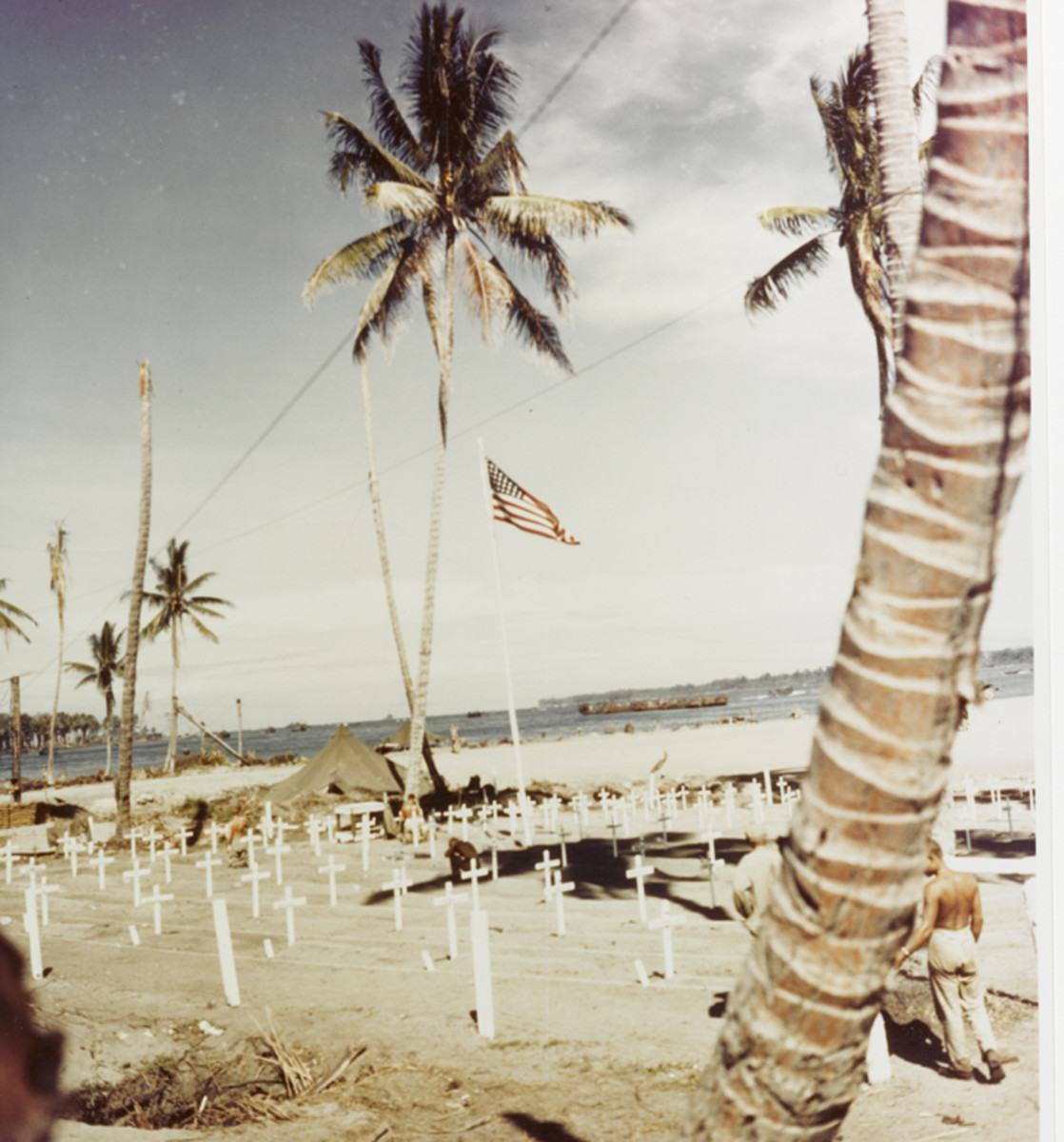 Marine Corps cemetery at Cape Torokina, Bougainville, December 25, 1943.