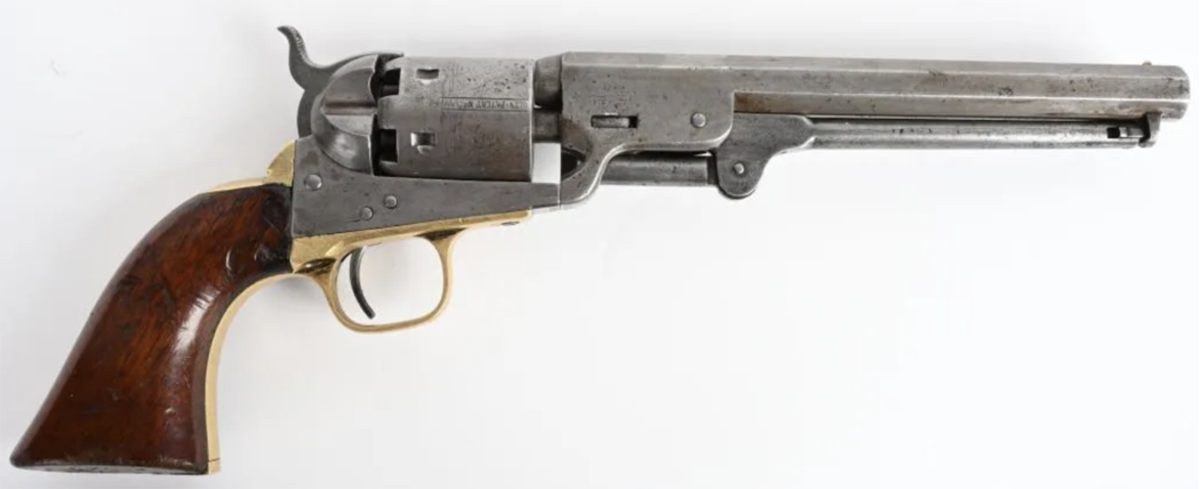 Colt Model 1851 Navy revolver, .36 caliber, attributed to Dave Rudabaugh, a fierce Old West outlaw with links to Billy the Kid, Earp brothers, other criminals. Accompanied by letters and original book about Rudabaugh’s life.