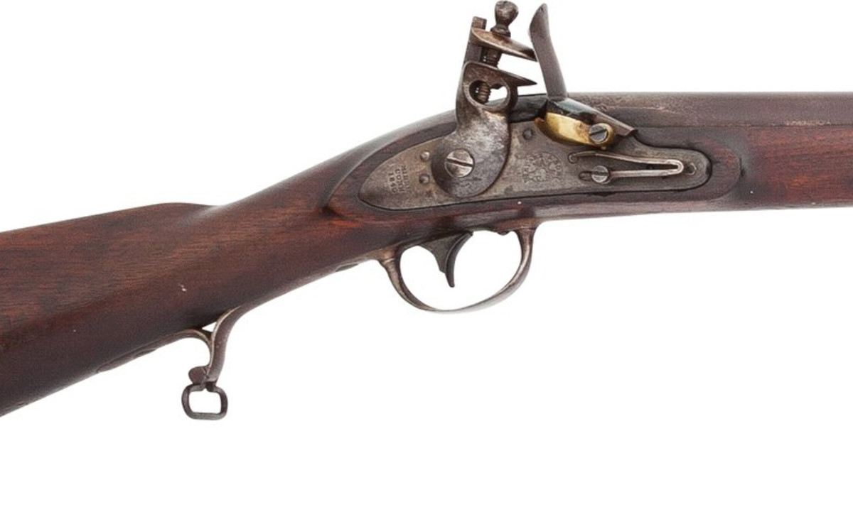 Detail of lock and trigger guard of an 1840-produced rifle by Starr & Son.