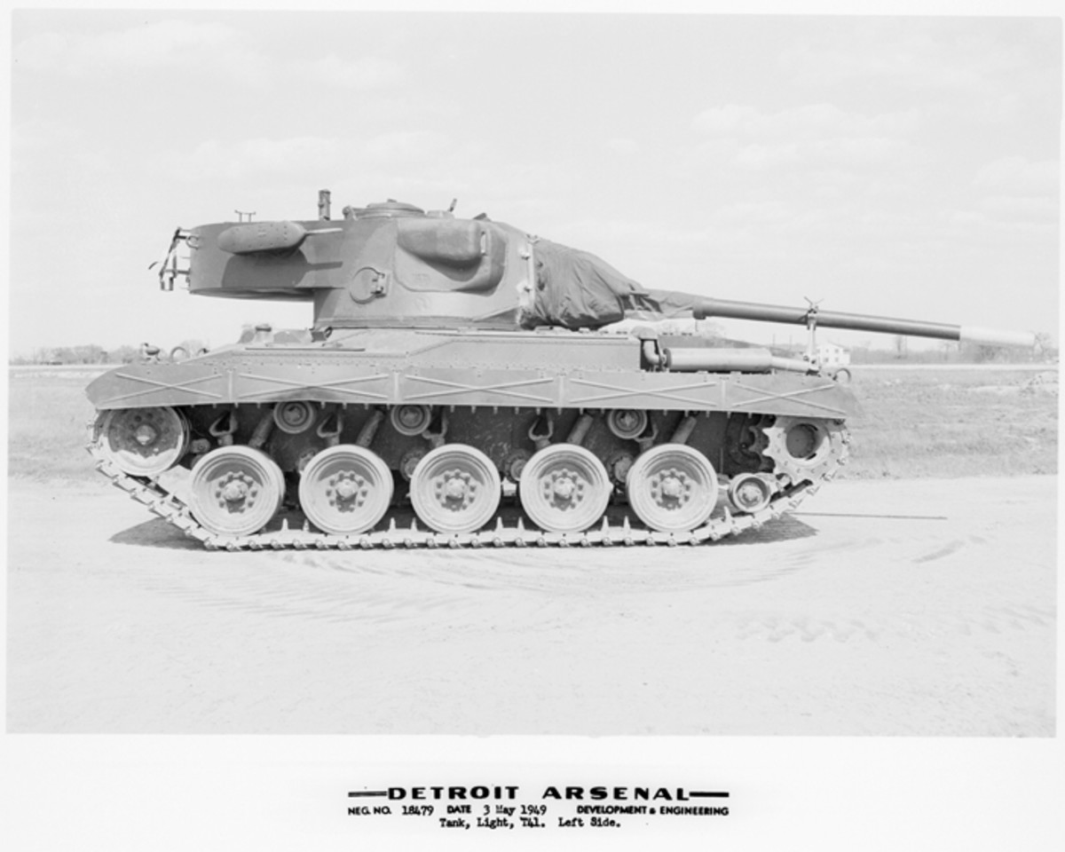 Believing the velocity of the T94 was inadequate, engineers created a design featuring the higher velocity T91 76mm  cannon. Initially referred to as the T37 phase II, the vehicle was later designated the T41. This example was photographed at Detroit Arsenal on May 3, 1949.