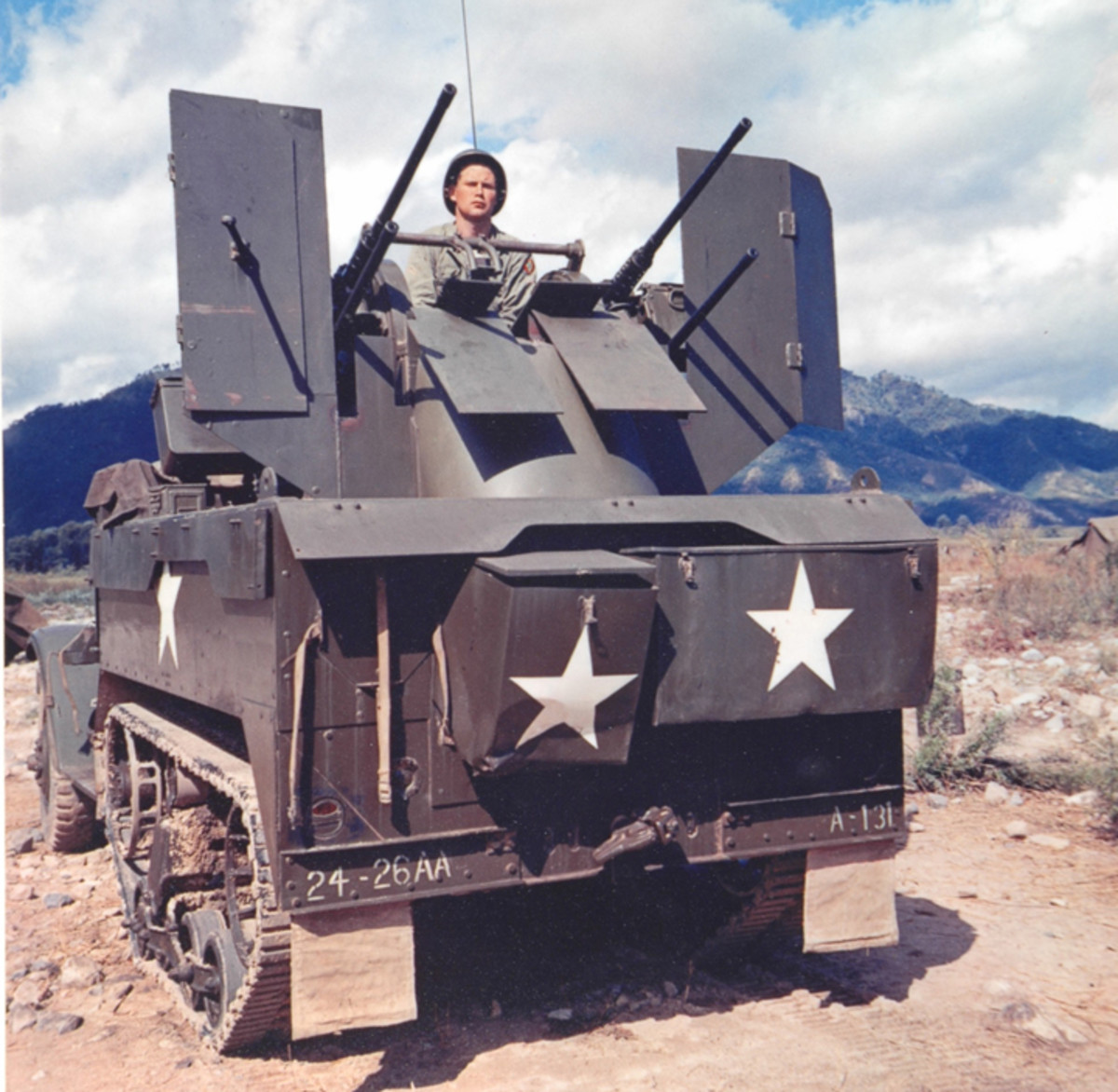 The M16 Multiple Gun Motor Carriage was armed with four .50 caliber machine guns in a power-operated turret.
