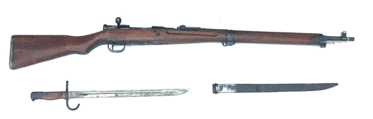 Type 99 rifle, bayonet, and scabbard, right hand view.
