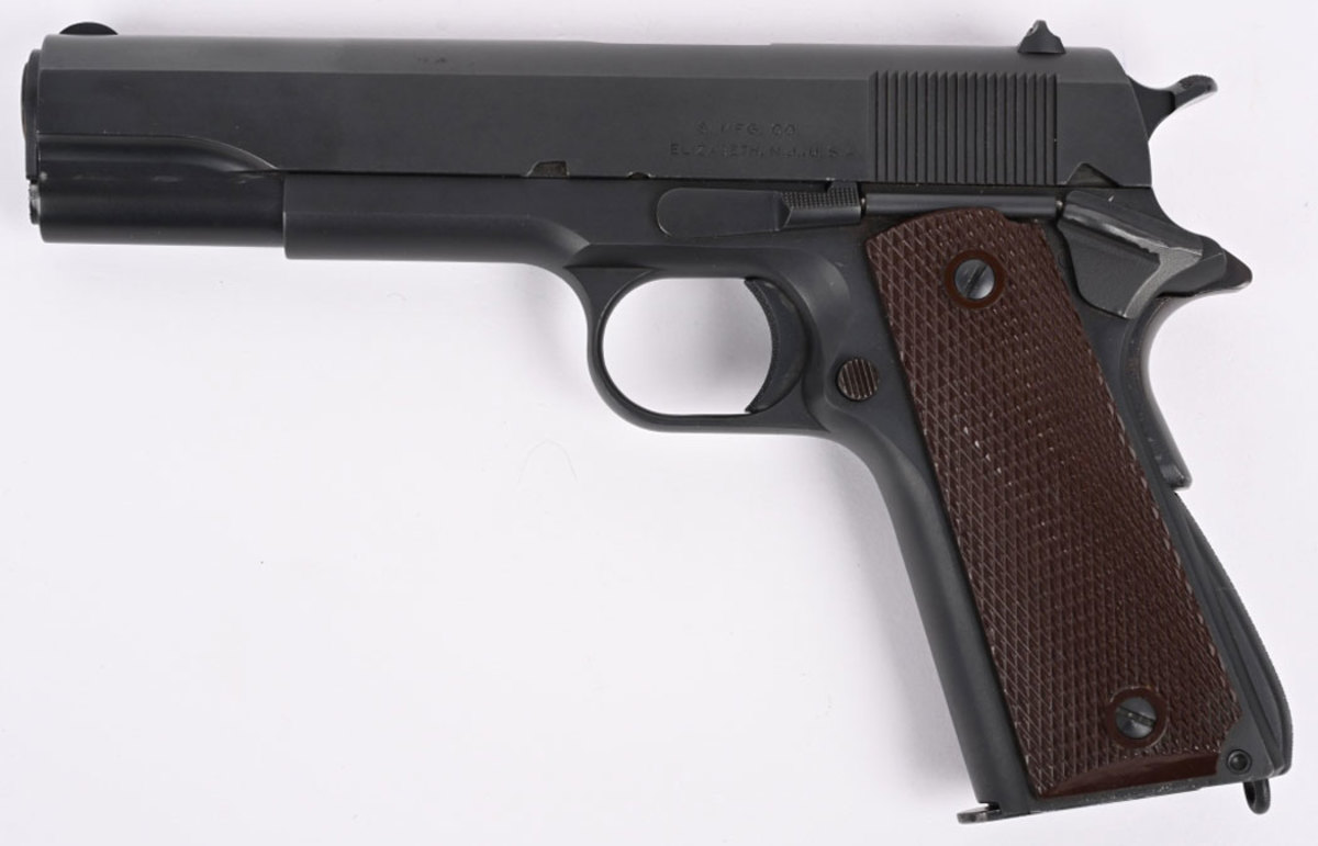 Very fine Singer Model 1911A2 presentation pistol, .45 ACP, from the original 500 manufactured in 1940 under an ‘educational contract’ to enable the company’s Elizabethtown, NJ factory personnel to familiarize themselves with pistol manufacture.