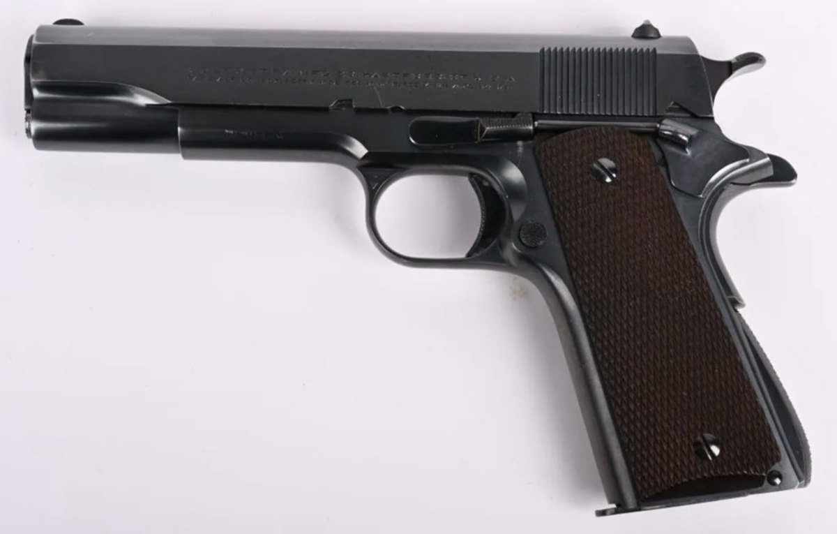 First-year Colt Model 1911-A1 .38-caliber Super Pistol made in 1929. All factory original and graded a solid 98-99% out of 100. Sold above estimate for $11,400