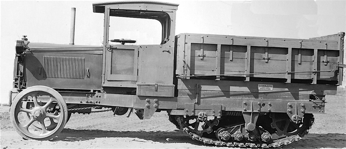 Lombard’s later half-track machines were powered by gasoline or diesel engines.