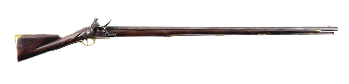 Sir William Pepperell branded 51st British Regiment Long Land-pattern Brown Bess musket, one of only a few marked to Pepperell, who was knighted for the capture of Louisburg in 1744. Complete with brass-tipped wooden ramrod. Sourced in Nova Scotia, Canada in the mid-1990s.