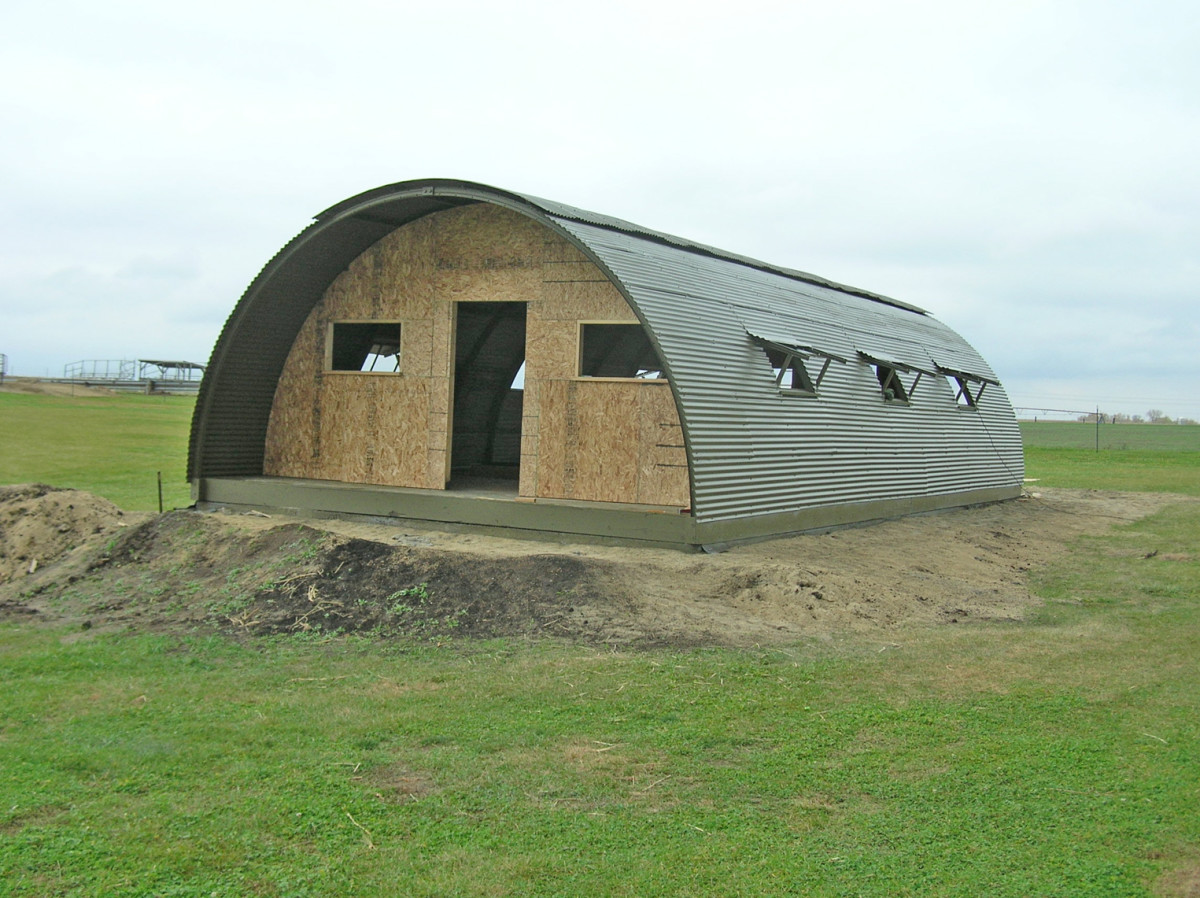 Reconstructed hut nearing complete. Only need windows and doors on the end.