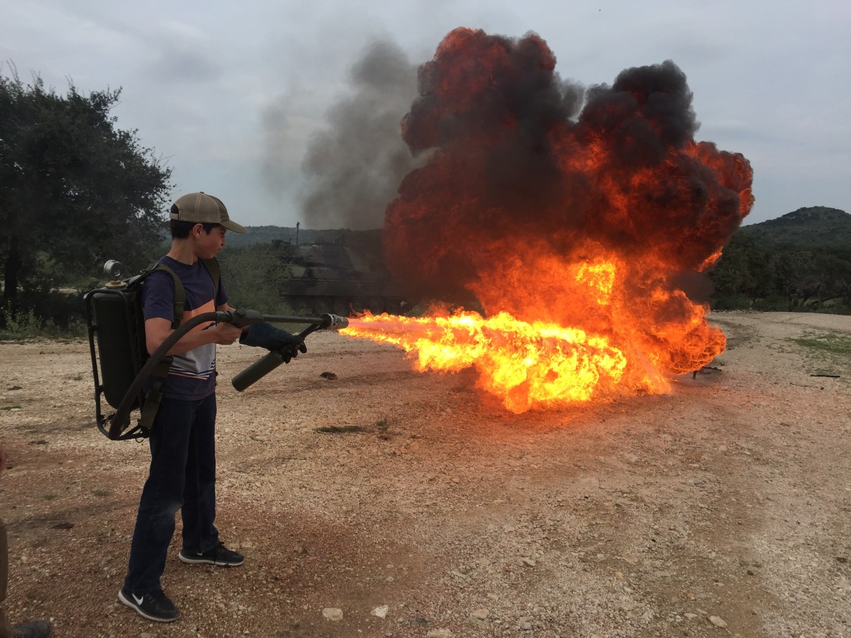 The Vietnam era flamethrower was a huge hit. The flame extended at least 30 feet and will devastate anything in its path.