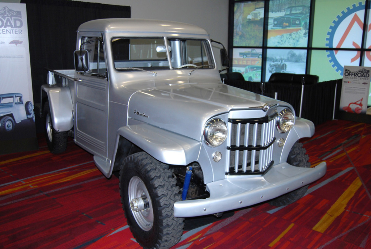 This 1955 Willys 4 x 4 pickup shown at SEMA in 2015 was originally used by the A.W. Berryesa Co. company in Bridgeport, Calif. It has the 226-cid Hurricane Six engine.
