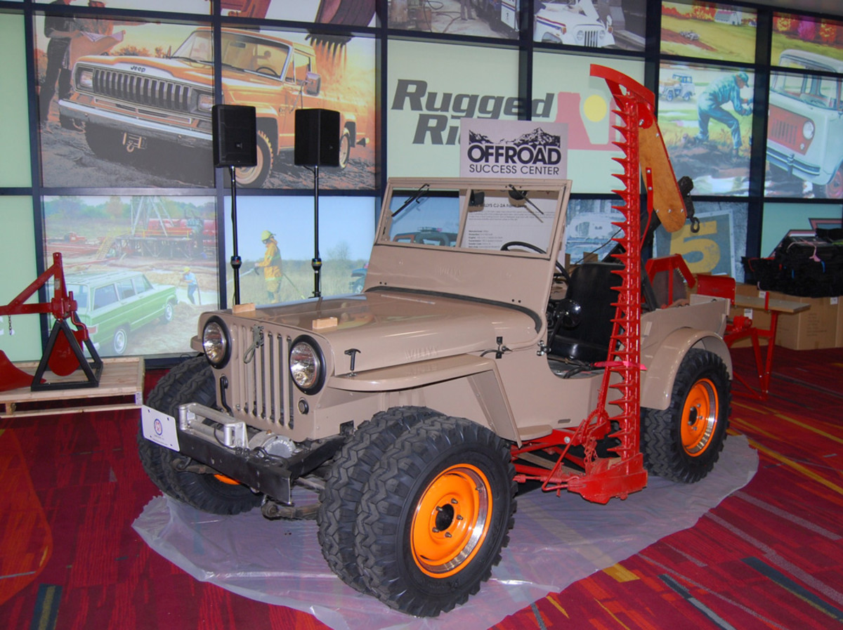U.S. Dept. of Agriculture envisioned use of Jeeps in farming after World War II. Willys created special Farm Jeep options seen on this CJ-2A in the OMIX-ADA museum.