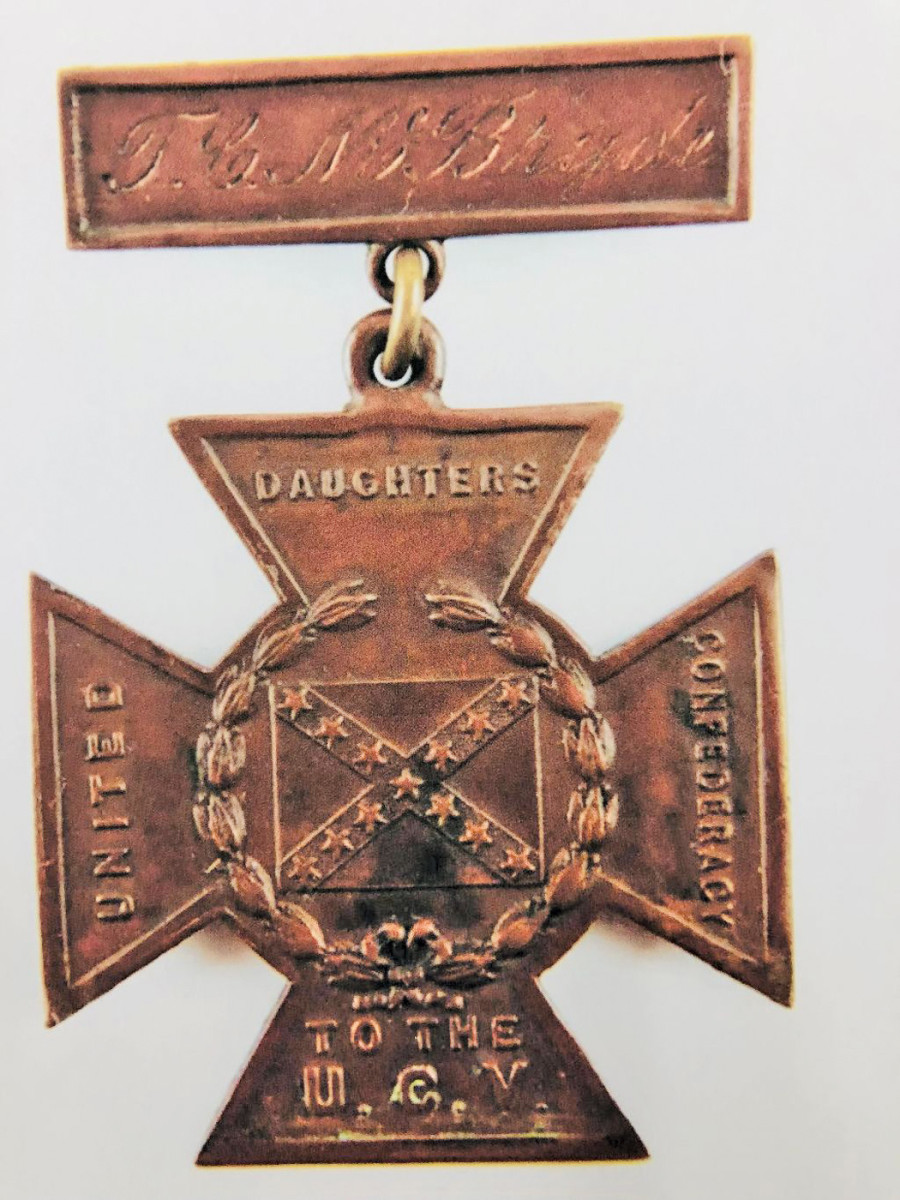 An example of a Southern Cross of Honor awarded to a Thomas C. McBryde who was part of the surrender at Appomattox.