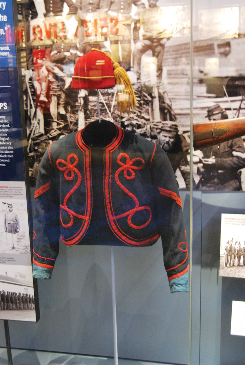 The “colorful” side of the United States Army can be seen in its historic uniforms, including this Zouave jacket dating back to the American Civil War.