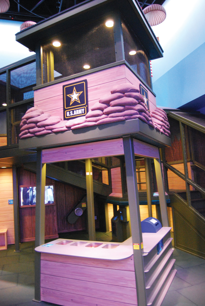 A mini-base is included in the museum’s learning center for younger visitors.