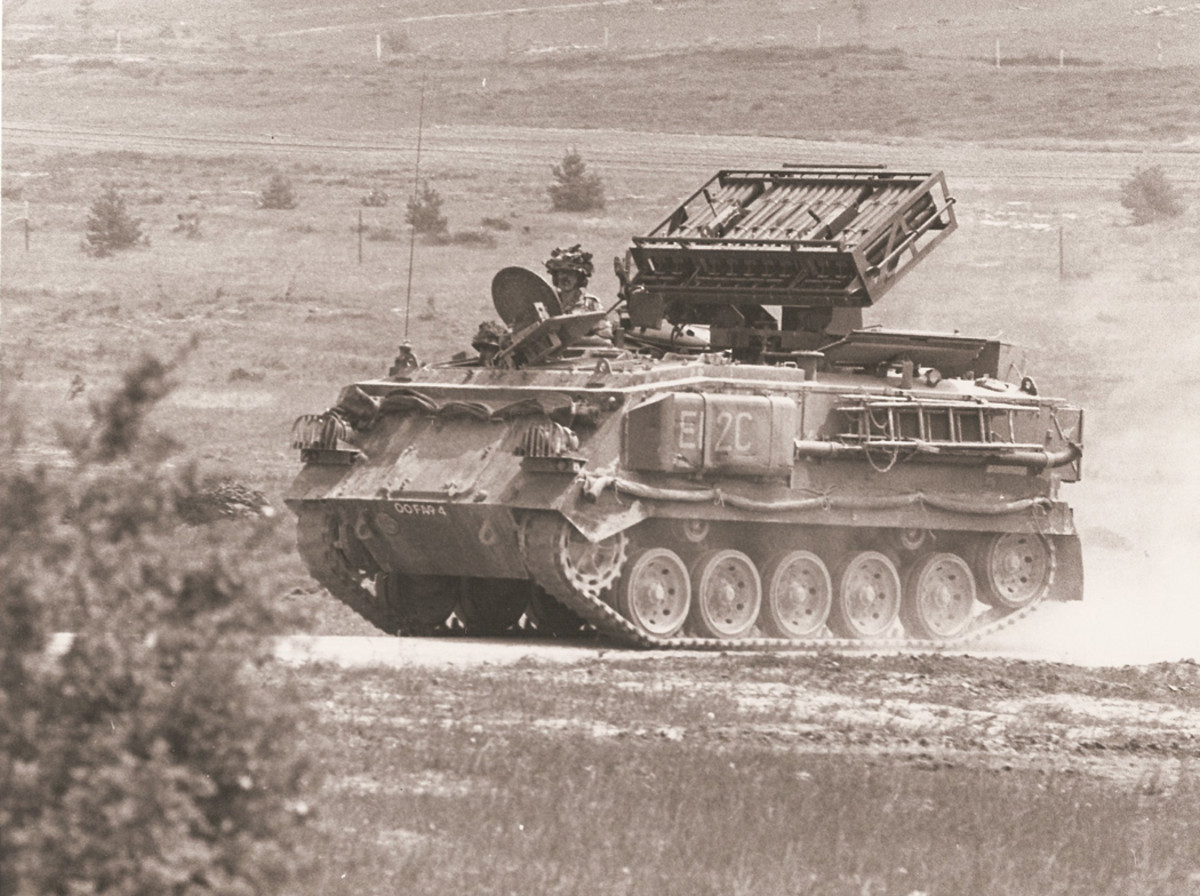 FV432 fitted with Ranger system to deploy anti-personnel mines operated by Royal Engineers.