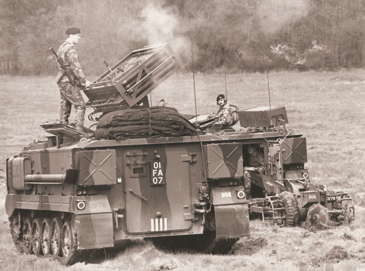 Royal Engineers operating FV432s fitted with Ranger and Bar Mine systems to lay a mixed anti-tank and anti-personnel minefield.