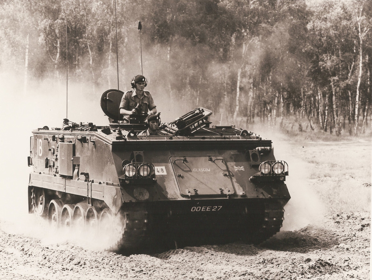 Men of the 1st Battalion Scots Guards on exercise in West Germany August 1969. The FV432 is fitted with access panels for servicing and maintenance of the engine and other parts.