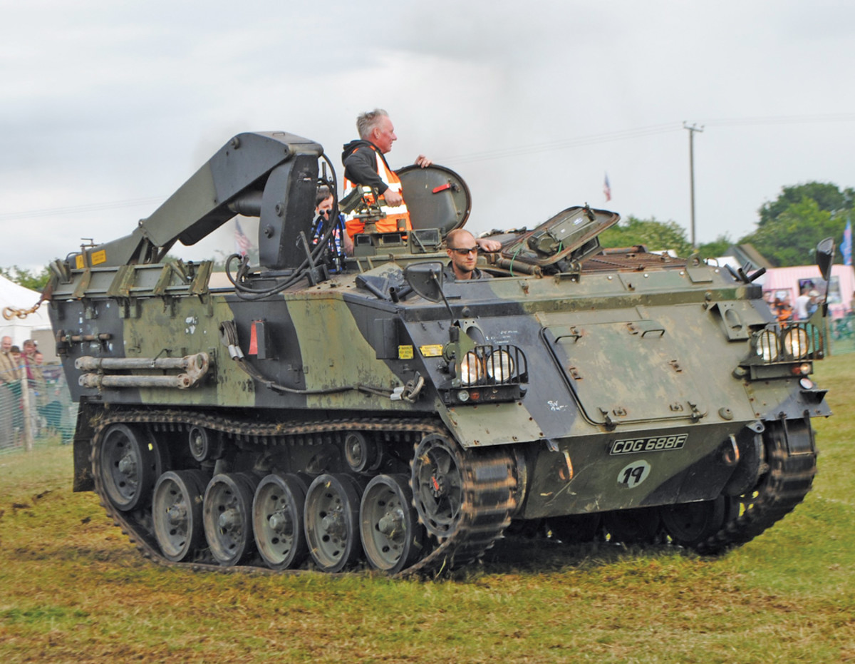 Proud owner displaying his FV434 Maintenance Vehicle at the Wartime in the Vale Show at Evesham in Worcestershire.