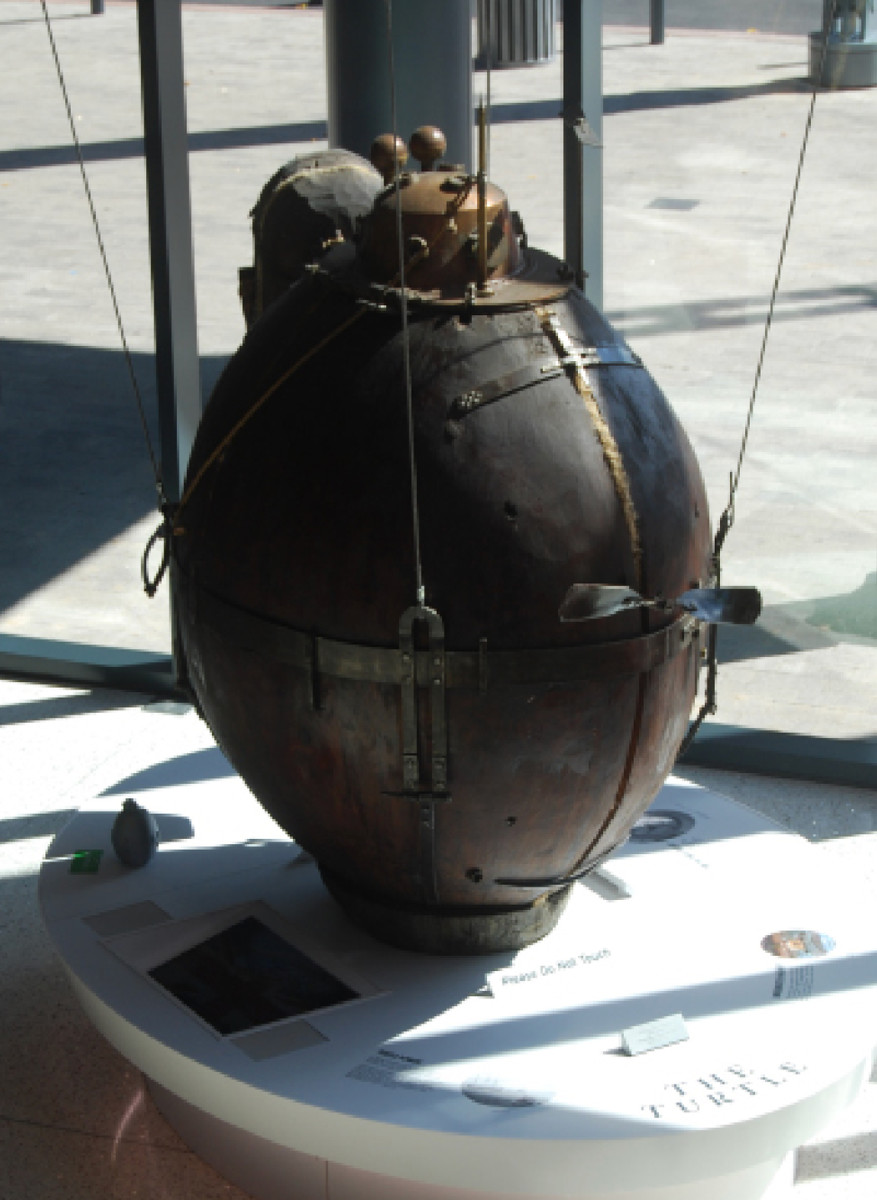 The Bushnell submarine “Turtle,” a Revolutionary War submarine that was developed to sink British warships in New York Harbor, is among the only true “replicas” in the museum.