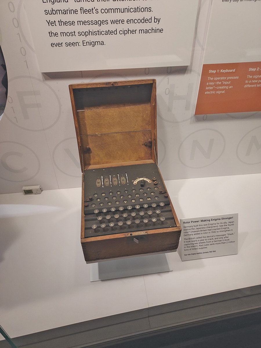 Among the most fascinating artifacts in the International Spy Museum could be a four rotor Enigma machine that Germany actually built for its Japanese allies. The machine was intended for communication between the German and Japanese Navy.