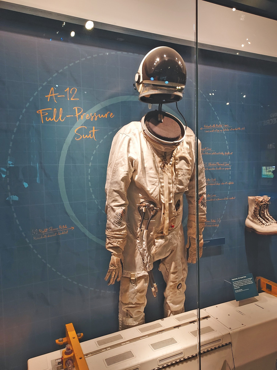 An original David Clark XMC-2-DC flight suit that was worn by pilots of the Lockheed A-10 Oxcart and SR-71 Blackbird during the Cold War. The suit was designed to provide the pilot with oxygen, pressure and temperature controls, and without it, the Spy Museum noted the pilot would be dead within a mere 15 seconds at the aircraft’s maximum altitude of 85,000 feet!