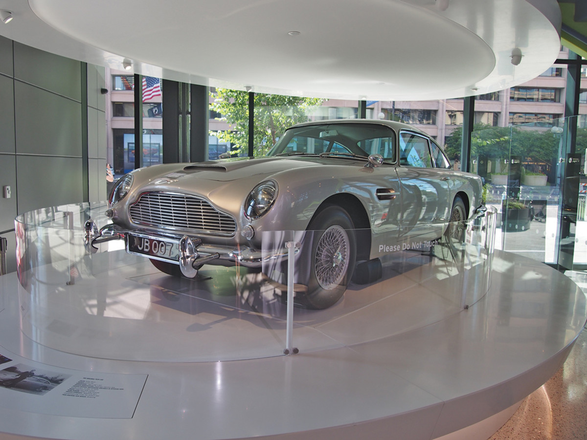 Who doesn’t hear the James Bond theme when seeing the Aston Martin DB4 from the movie Goldfinger in the lobby of the International Spy Museum?