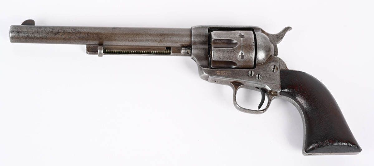 Fine Colt SAA (Single Action Army) Revolver, shipped in 1876 to major distributor H&D Folsom, Serial No. 28579, 7½in barrel, caliber .45 Colt. Smooth and clean with crisp patina and matching numbers.