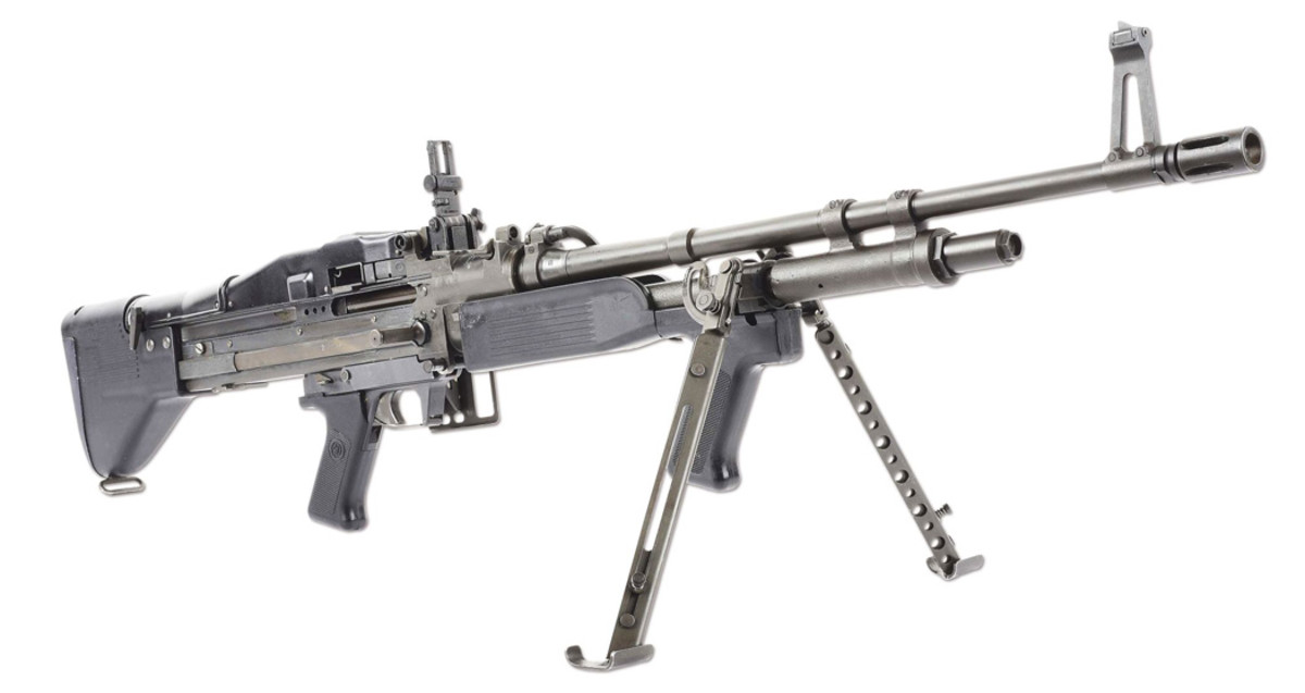 Exceptional Maremont M60E3 machine gun, 7.62mm M60 with E3 kit installed onto it. Provenance: J.R. Moody collection. Sold for world-record $87,600