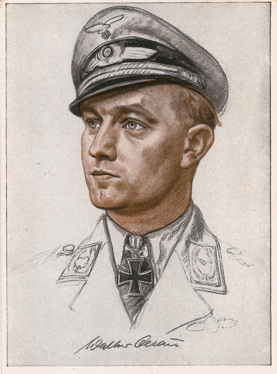 Also intended to inspire, this depiction of a Luftwaffe officer is shown thoughtfully wearing his Knights Cross of the Iron Cross.