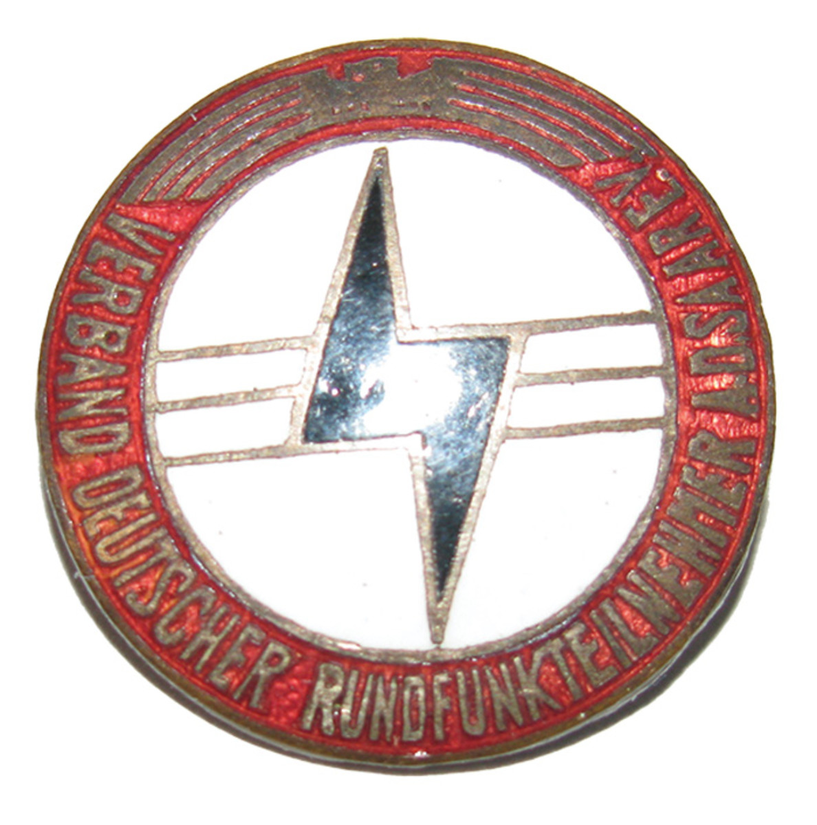 A membership pin for the radio broadcasters league, an early Nazi-affiliated group that helped bring the National Socialists to power.