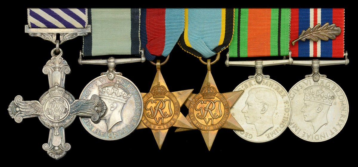 A rare Second World War group of medals awarded to Lancaster Bomber pilot, Warrant Officer, later Flight Lieutenant, Edward Sydney Ellis of 625 Squadron of the Royal Air Force Volunteer Reserve after flying at least 36 operational sorties - 9 of which were to Berlin and back during the “Battle of Berlin” will be included in the forthcoming sale of Orders, Decorations, Medals and Militaria at Noonans Mayfair on Wednesday, April 9, 2025.