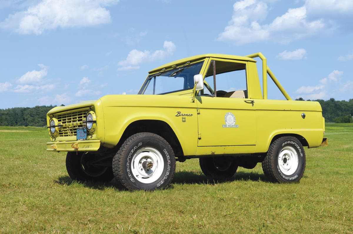 This 1967 Bronco started off as a U13 Roadster model ordered with doors by the U.S. government. The roof of a half-cab U14 Utility Wagon was added by the U.S. Forest Service. It’s one of only four or five known to exist.