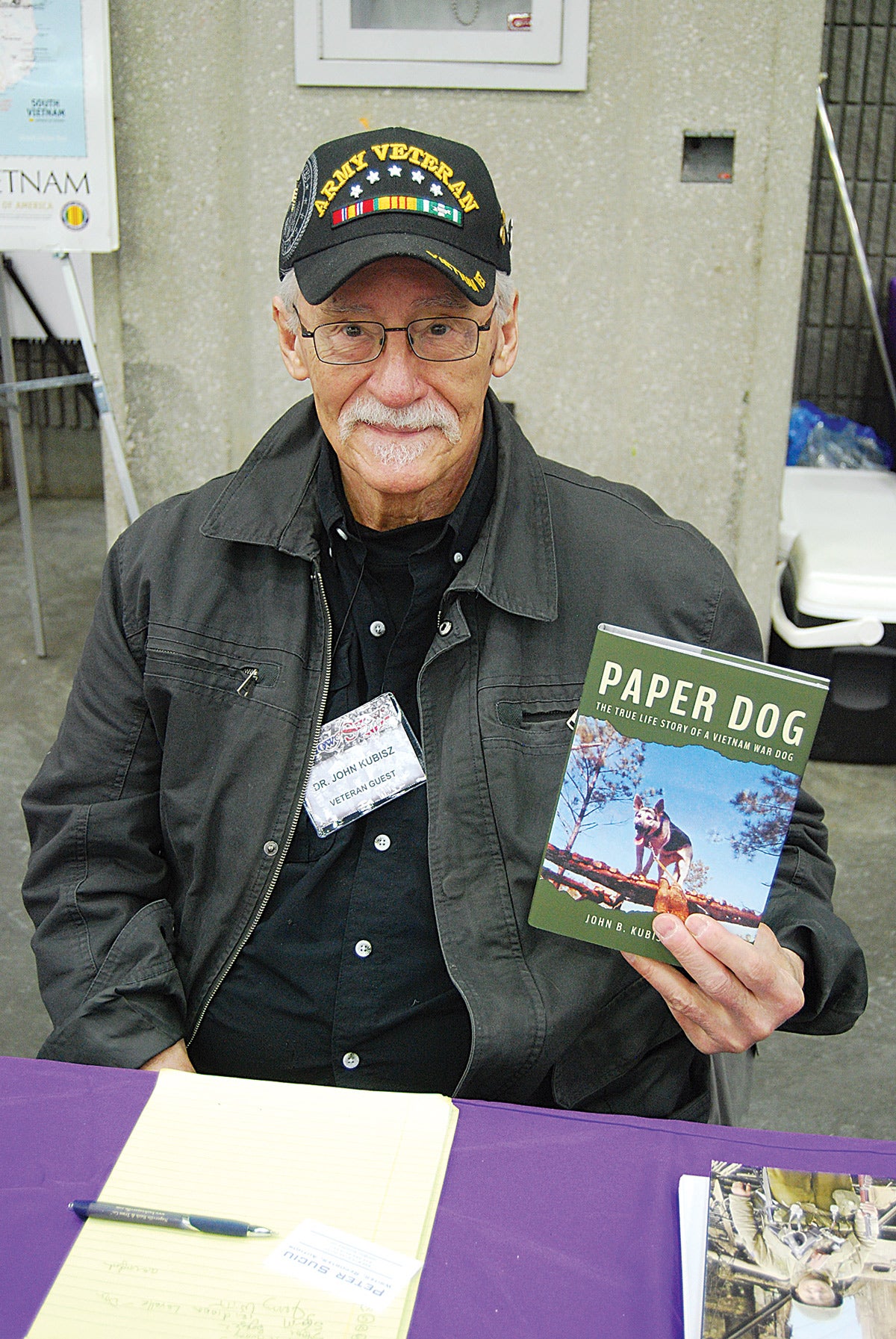 Dr. John B. Kubisz was commissioned into the U.S. Army as a caption in the veterinary corps and requested deployment to Vietnam, where he became the commanding officer of the 764th Medical Detachment at Cam Ranhn Bay. His animal patients included scout dogs and even a tiger cub. He is the author of Paper Dog: The True Lifestory of a Vietnam War Dog.