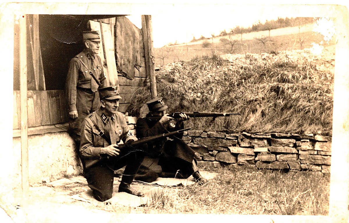 Wehrmannschaft members were trained in marksmanship using small-bore rifles. Older experienced SA ex-soldiers and huntsmen were often called upon to give rudimentary instruction to the young recruits, and the older men who reached into their sixties.