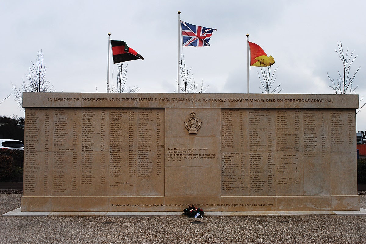 Memorial at the Tank Museum at Bovington to commemorate those serving in armored regiments killed on active service over the last 80 years.