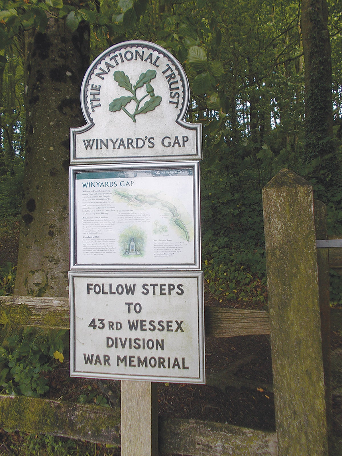The sign post pointing the way to the 43rd Wessex Memorial.