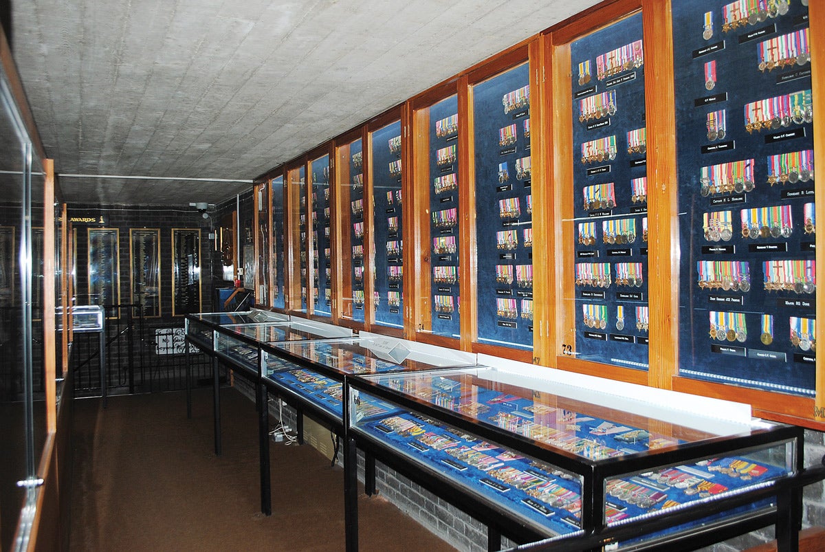 Part of the medal gallery at the Signals Museum with a selection of awards to please any collector.