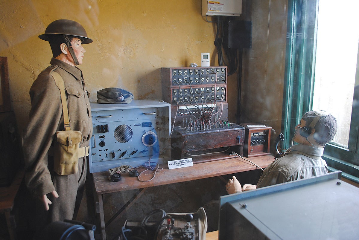 A smaller display showing communications equipment of WWII in another part of Nothe Fort.