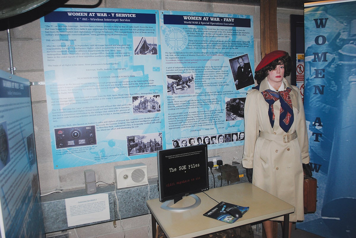 One of the interactive positions in the Signals Museum; this particular one highlights the bravery of women in the Special Operations Executive (SOE).