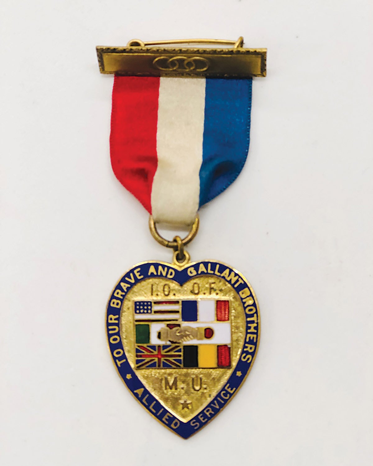 International Order of Odd Fellows WWI – obverse. The reverse is plain with only the W.M.Regalia Co.-Springfield, Mass maker mark.