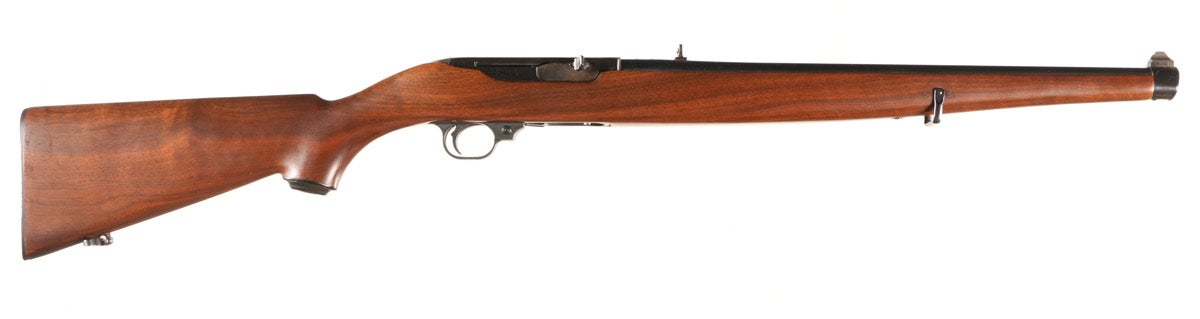 Rare Ruger .44 mag International Carbine semi rifle, Serial #107101, manufactured 1966. 4-round internal tubular magazine with forged steel receiver. Blue finish and factory sporting sights. Exceptionally fine condition with little use evident. Very scarce variant. 