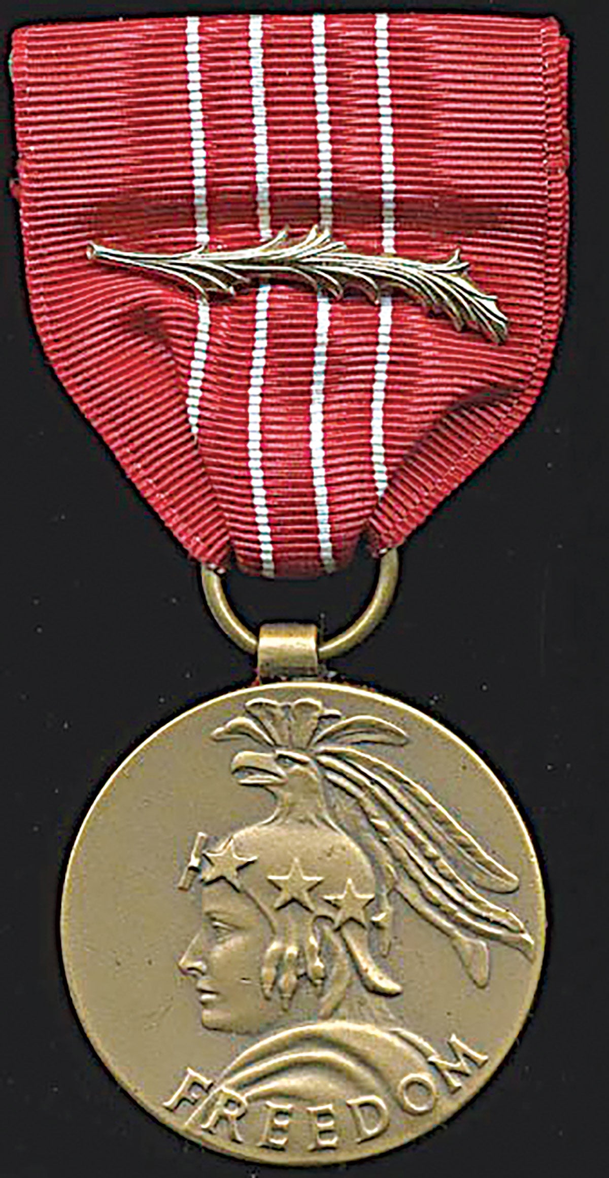 An example of a Medal of Freedom with a bronze palm for a second citation of the medal.