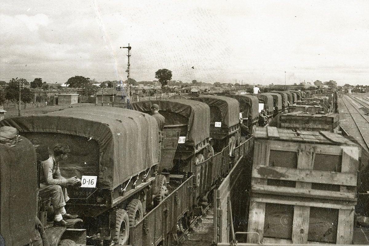 Although the SACO convoy of August, 1945 was a U.S. Navy operation, there seem to be no photos of Burma Jeeps being involved, the majority of cargo vehicles apparently being GMC CCKWs.
