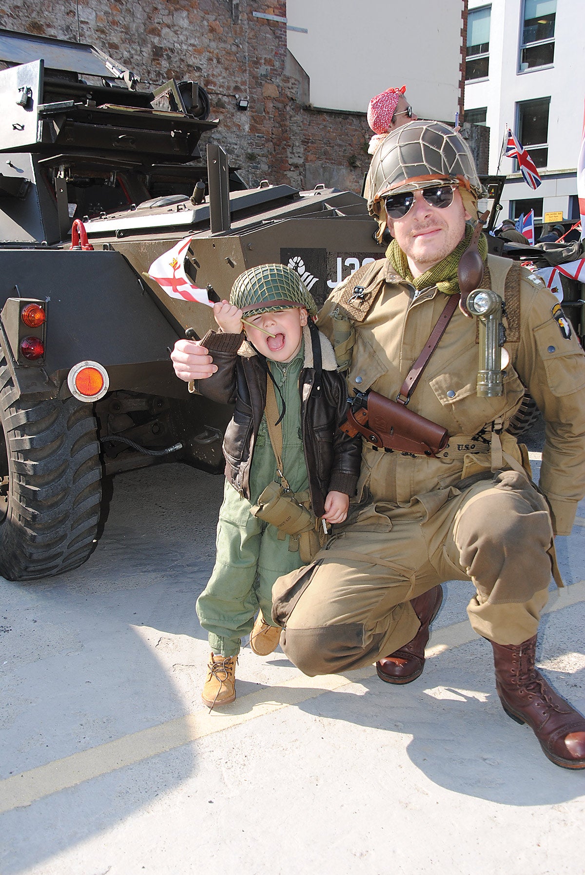 Josh Turner and his 3-year-old son Hayden brought his 1942 Willys “Slat Grill” Jeep over on a ferry from Yorkshire.