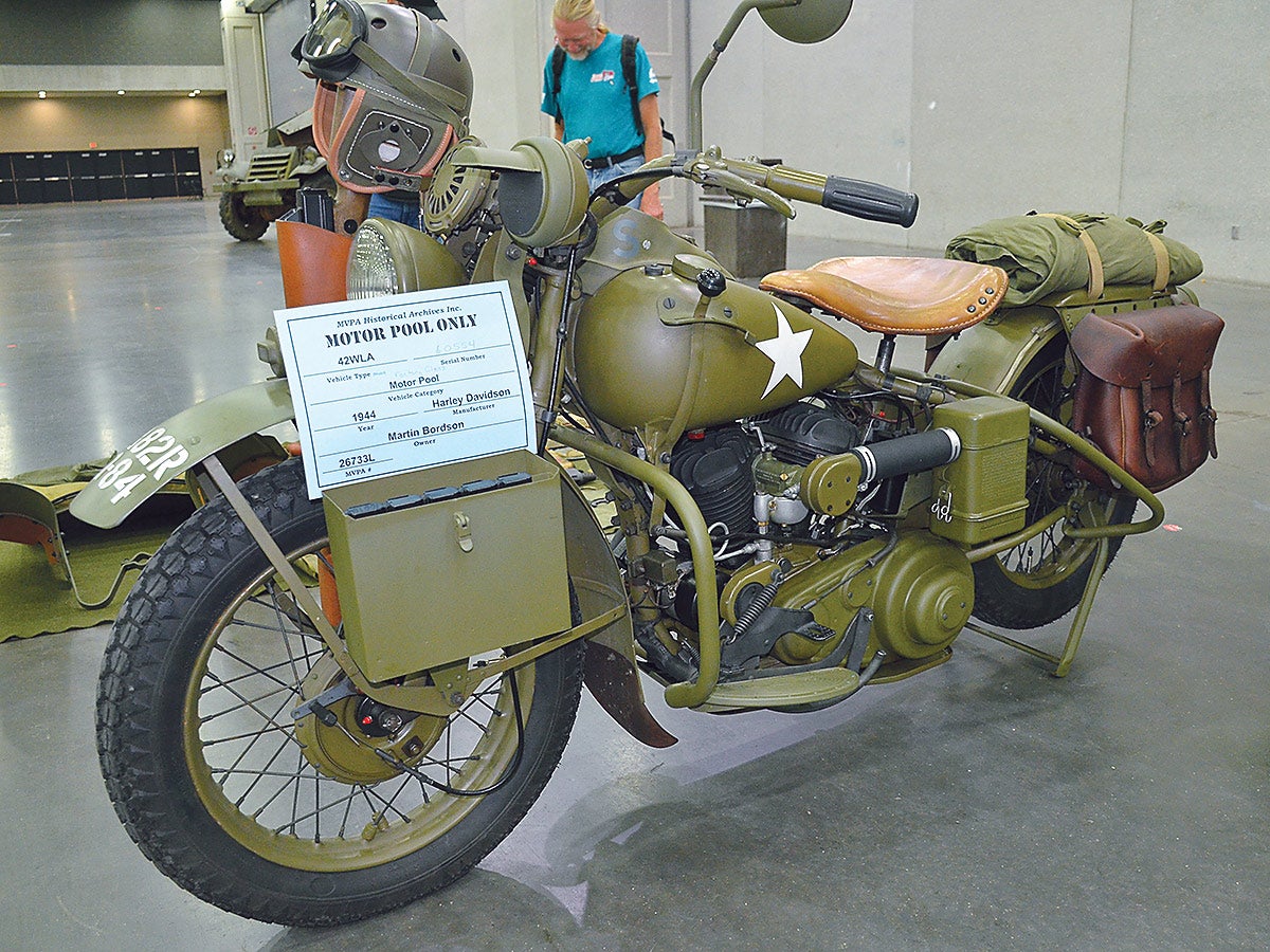 The 1944 Harley Davidson WLA of Martin Bordson won silver in its class.