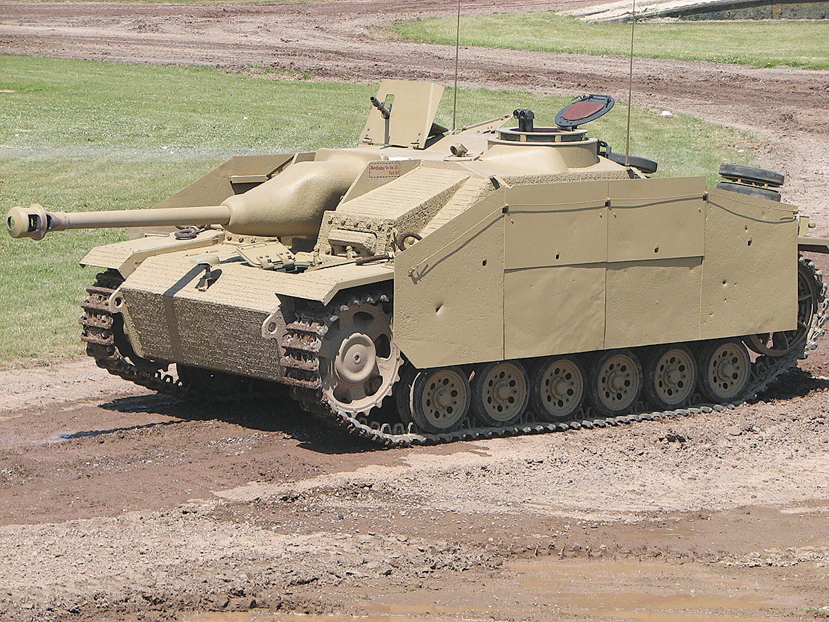 . It is fitted with Schurzen side plates and has a coating of Zimmerit to prevent anti-tank mines being attached.