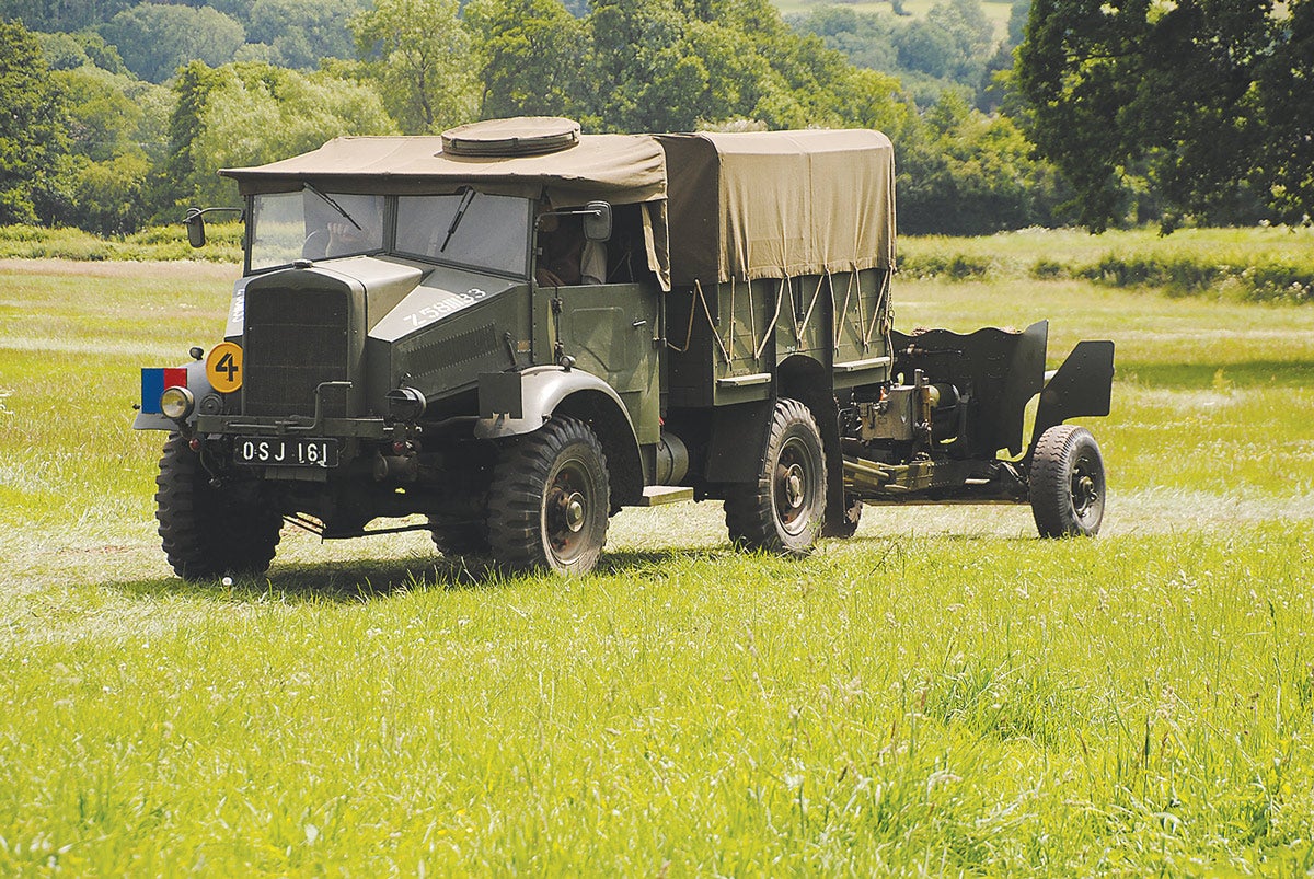 A Morris C8 truck towing a British-built 6-Pounder anti-tank gun — a version of which was later used by the U.S. Army as the 57mm M1 gun on the M1A3 carriage.